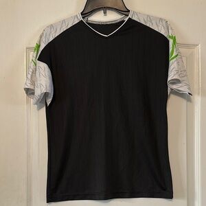 Black and Gray Jersey Shirt with Color-Blocked Design